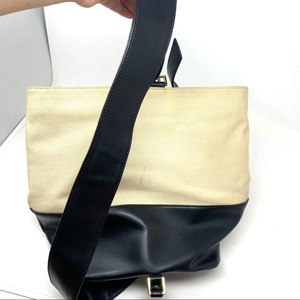 vasic anthropologie canvas Boulder bag beige black